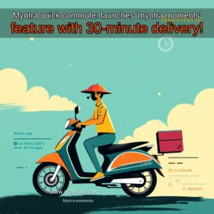 Artistic representation for Myntra quick commute: launches 'myntra moments' feature with 30-minute delivery!